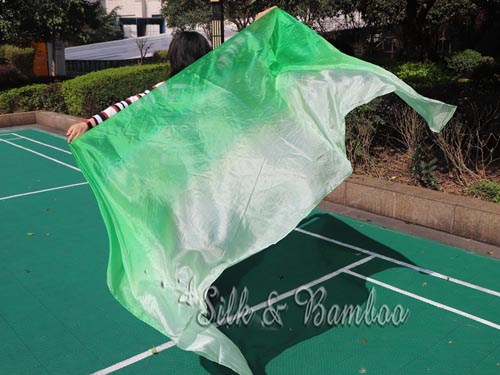 2.7m*1.1m green fading 5mm belly dance silk veil - Click Image to Close